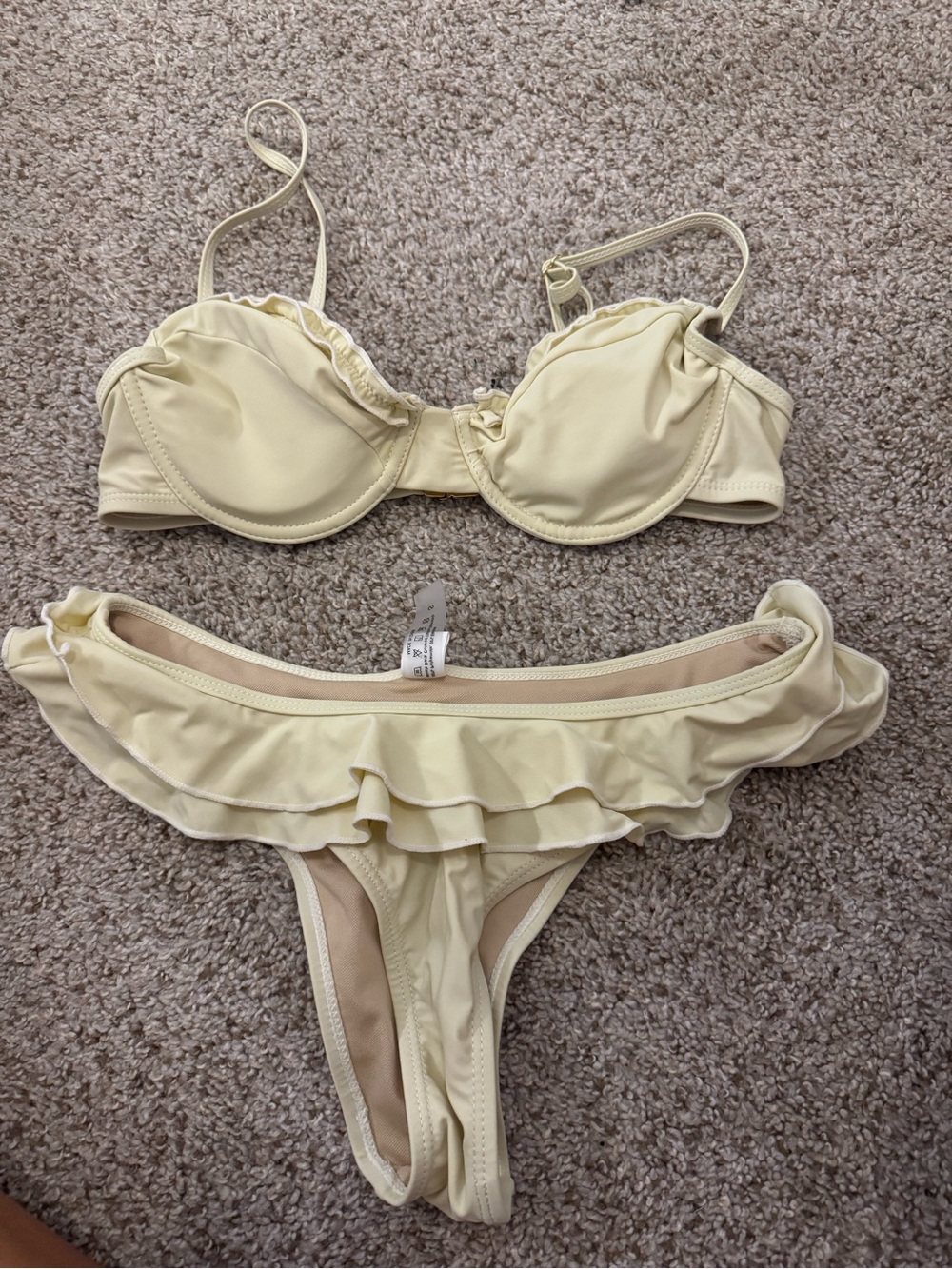 SHEIN Pale Yellow Ruffle Two-Piece Bikini Set